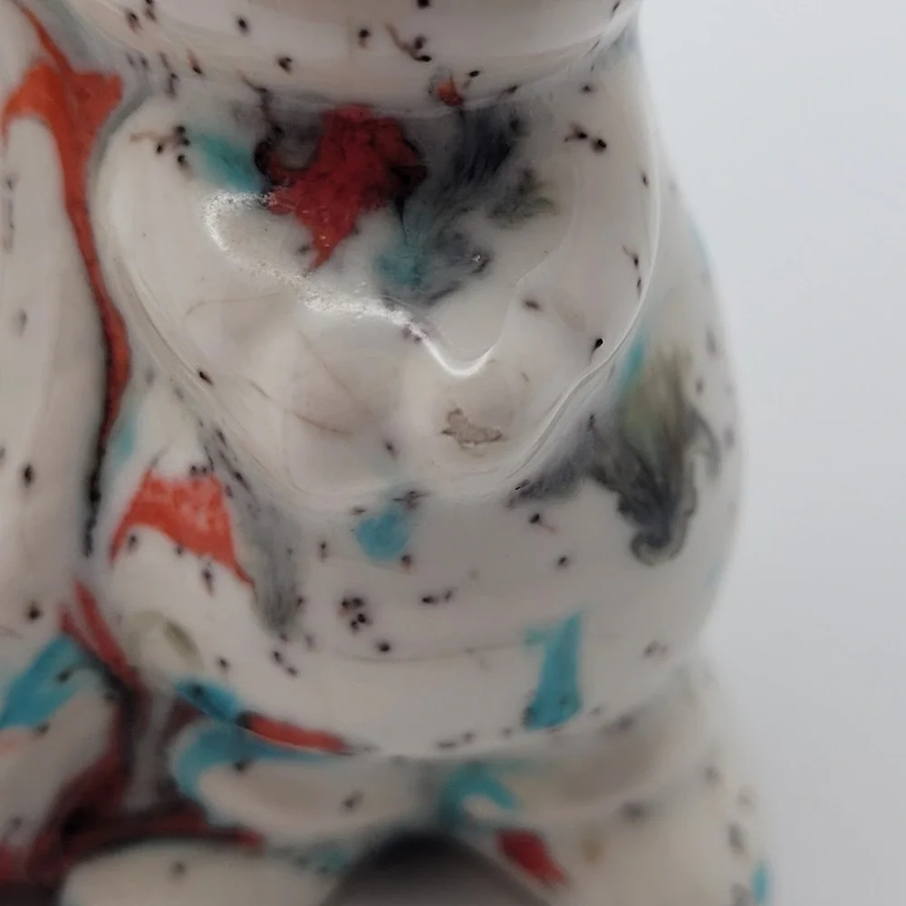 Vintage Holly‎ Hobbie and Robby Napkin Ring Figurine Set Ceramic Rainbow Speckle